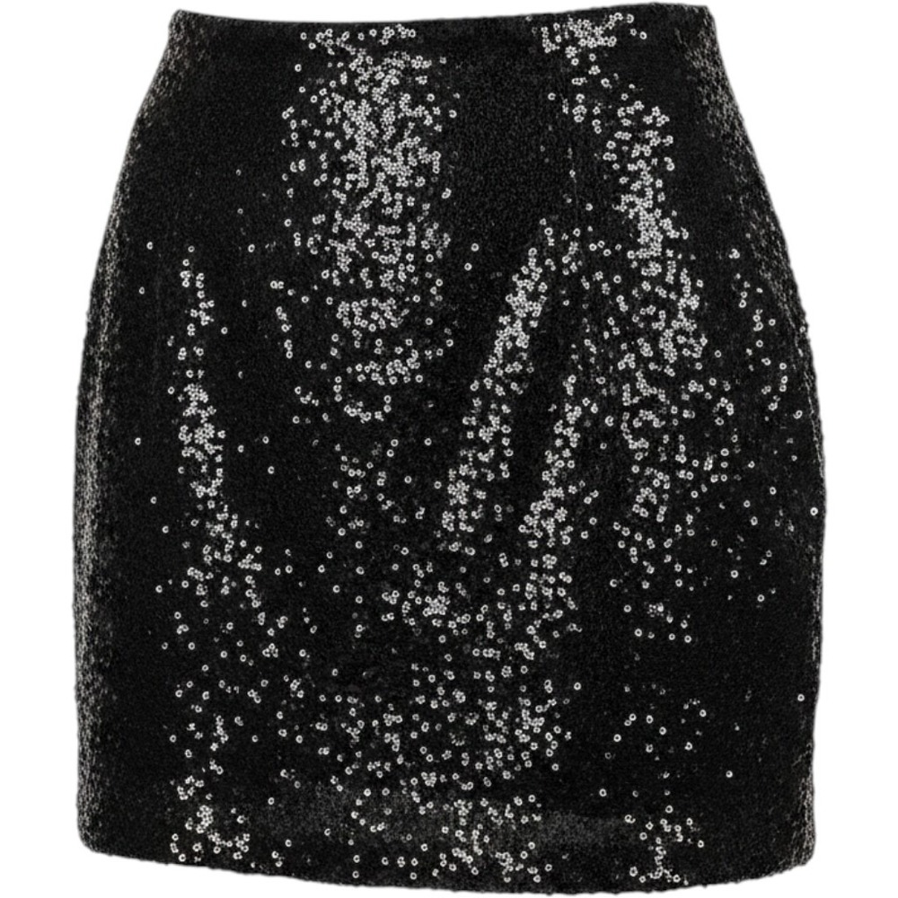 Shinestar Mini Skirt Women's Medium Black Sequin Shimmer Back Zip High Waisted